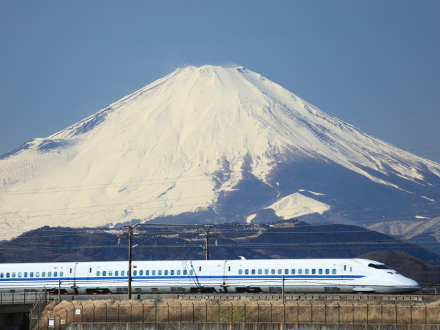 700系新幹線と富士山