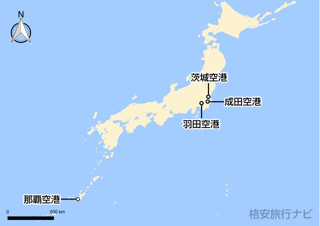 東京〜那覇の地図